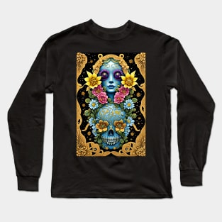 Bohemian Flower Skull Long Sleeve T-Shirt